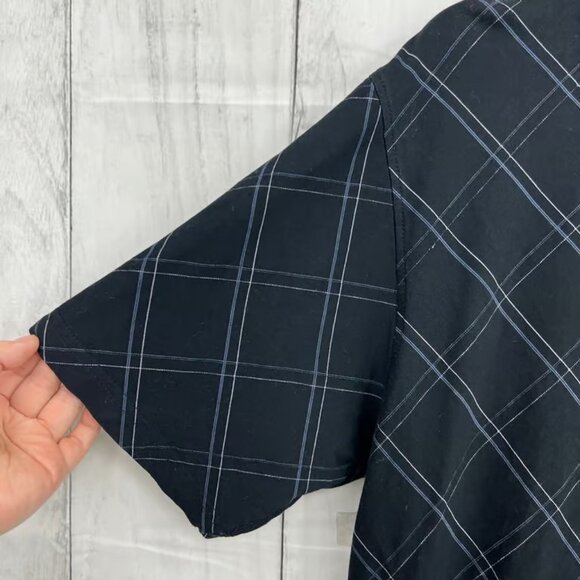 IZOD XL Y2K Black Blue Plaid Polo Shirt Short Sleeve Golf - Picture 4 of 7